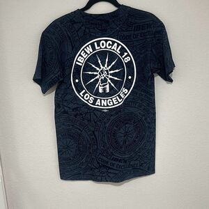 Vintage Union Made‎ Mens Charcoal Grey Ibew Local 18 Los Angeles T-shirt Medium